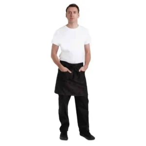 Chef Works Urban Corvallis Crosshatch Half Bistro Apron Black and Burgundy