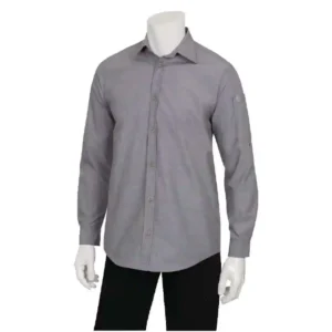 Chef Works Chambray Mens Long Sleeve Shirt Grey XS