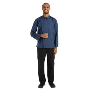 Chef Works Hartford Lightweight Zipper Unisex Chef Jacket Blue XL