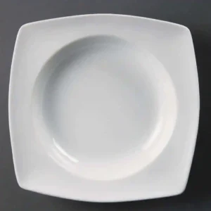 Olympia Whiteware Rounded Square Bowls Circular Well 210mm
