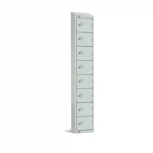 Elite Eight Door Camlock Locker with Sloping Top Grey
