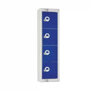 Elite Personal Effects Locker 4 Door Blue Camlock