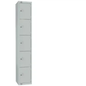 Elite Five Door Coin Return Locker with Sloping Top Grey