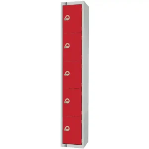 Elite Five Door Coin Return Locker Red