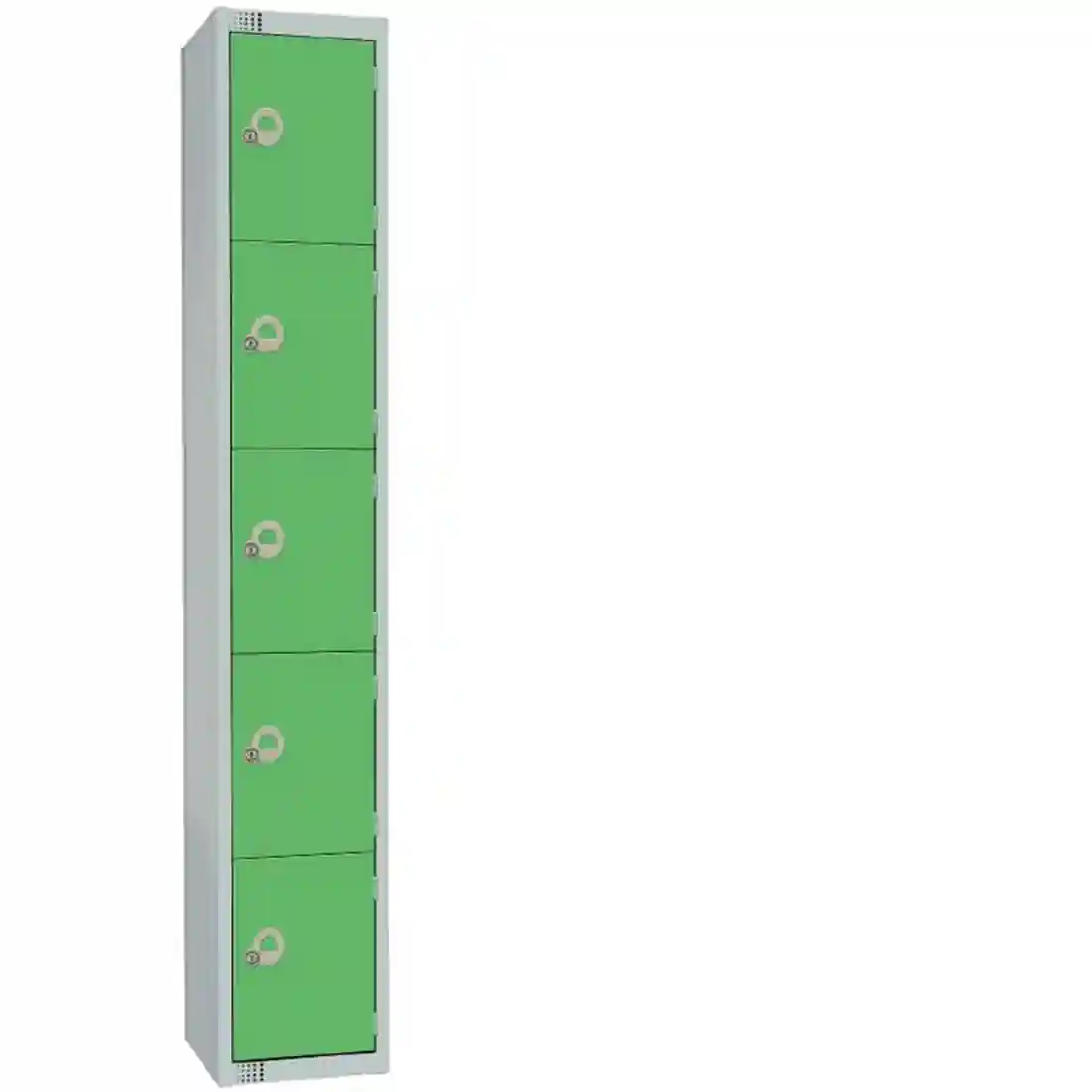 Elite Five Door Camlock Locker with Sloping Top Green