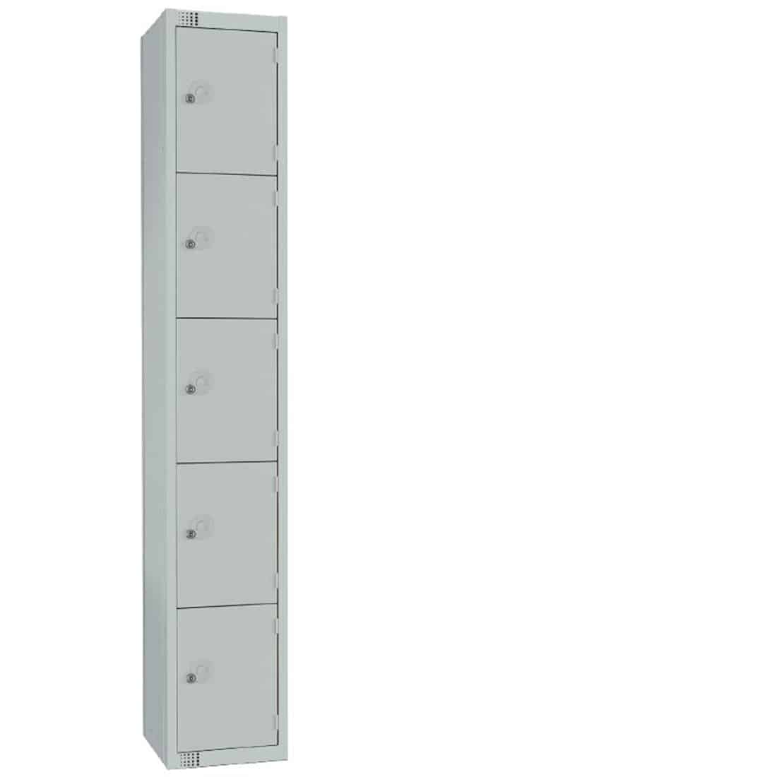 Elite Five Door Electronic Combination Locker with Sloping Top Grey