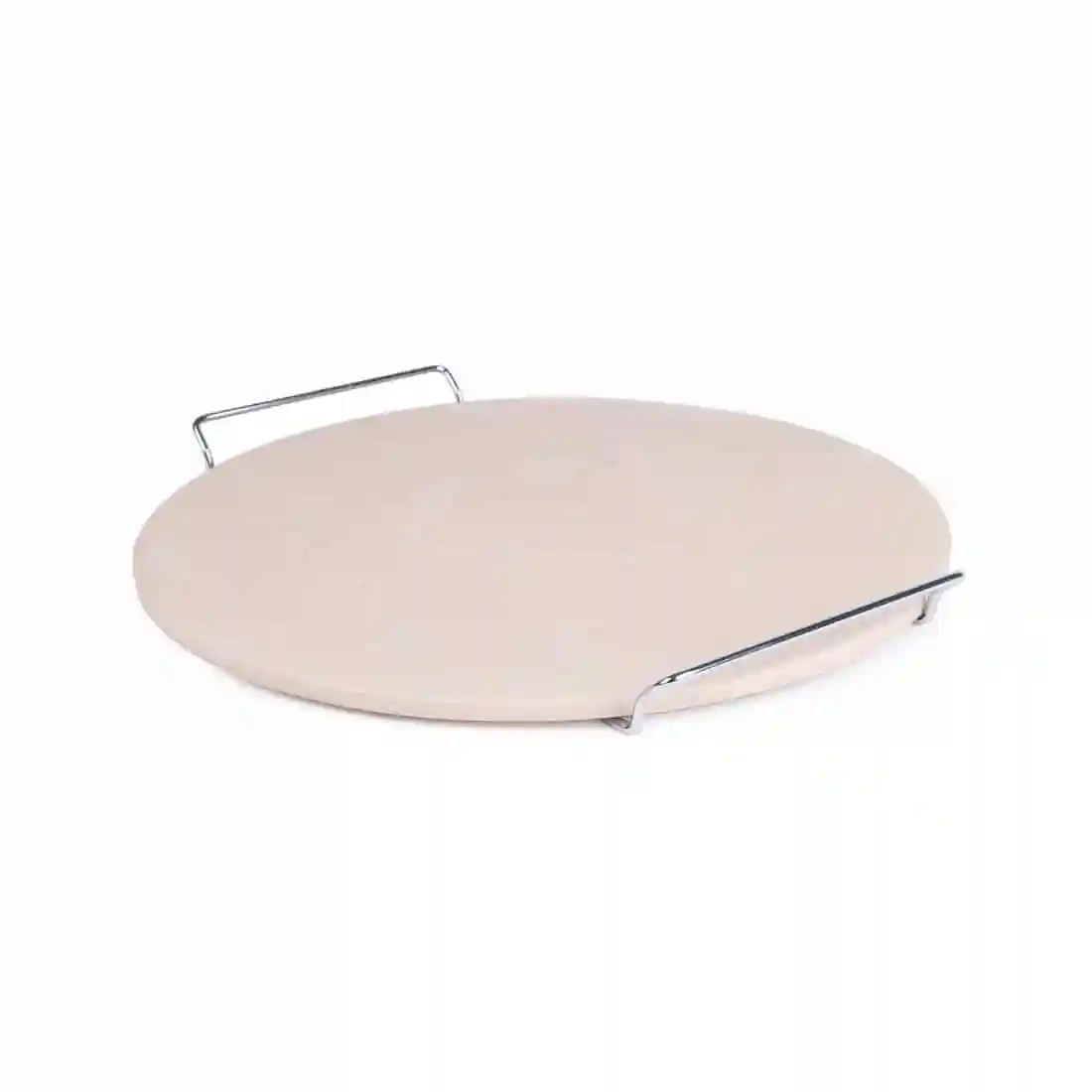 Round Pizza Stone with Metal Serving Rack