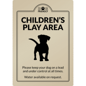 Dog Friendly Childrens Play Area - Exterior Sign