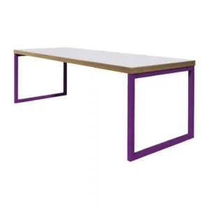 Bolero Dining Table White with Violet Frame 6ft