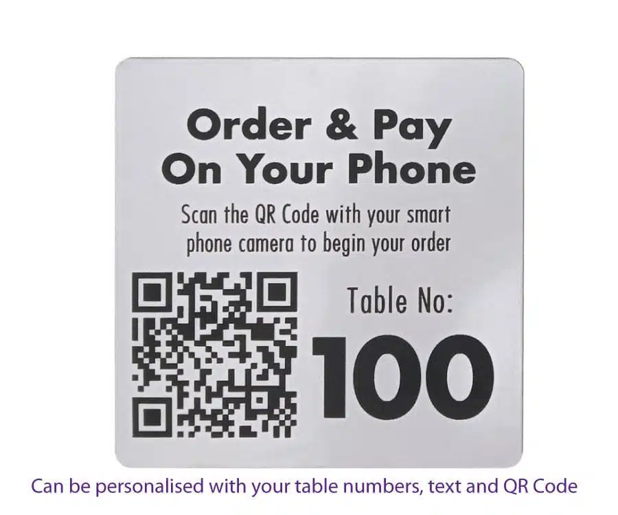 QR Code Table Number 100 x 100mm