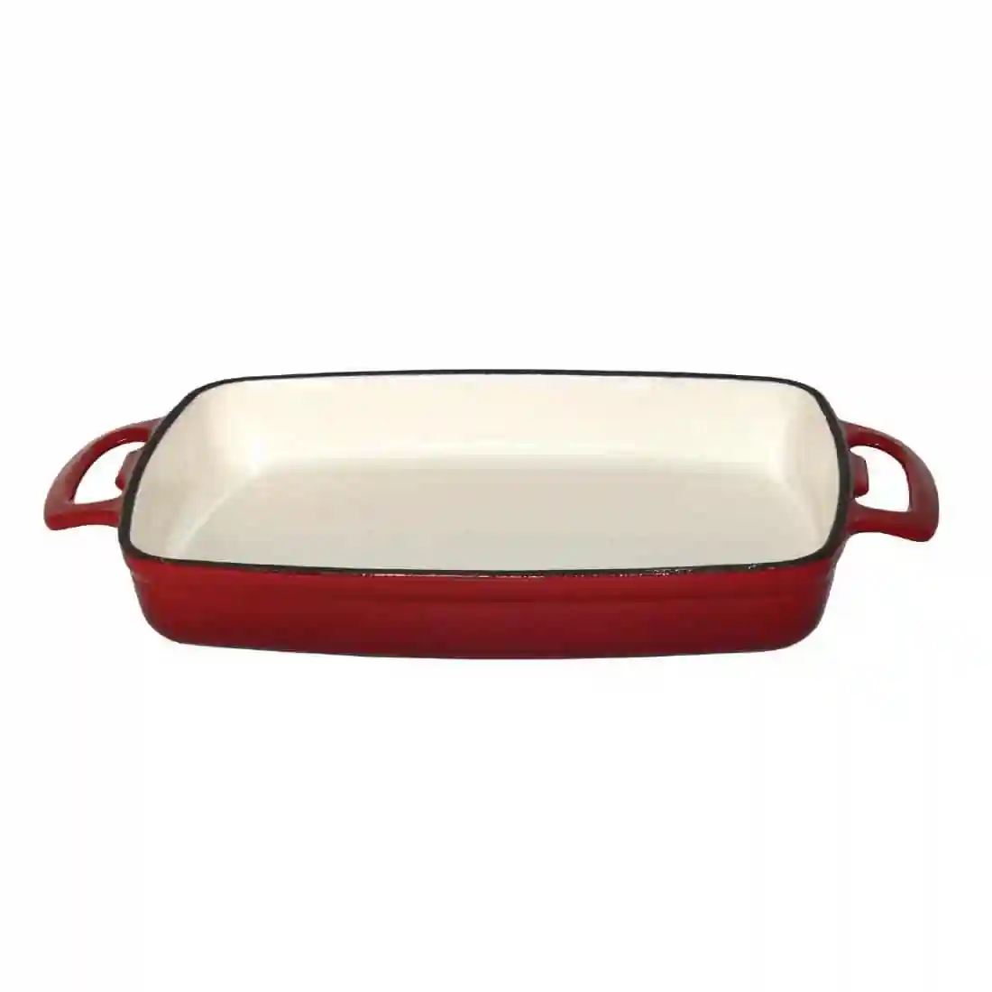 Vogue Red Rectangular Cast Iron Dish 1.8Ltr