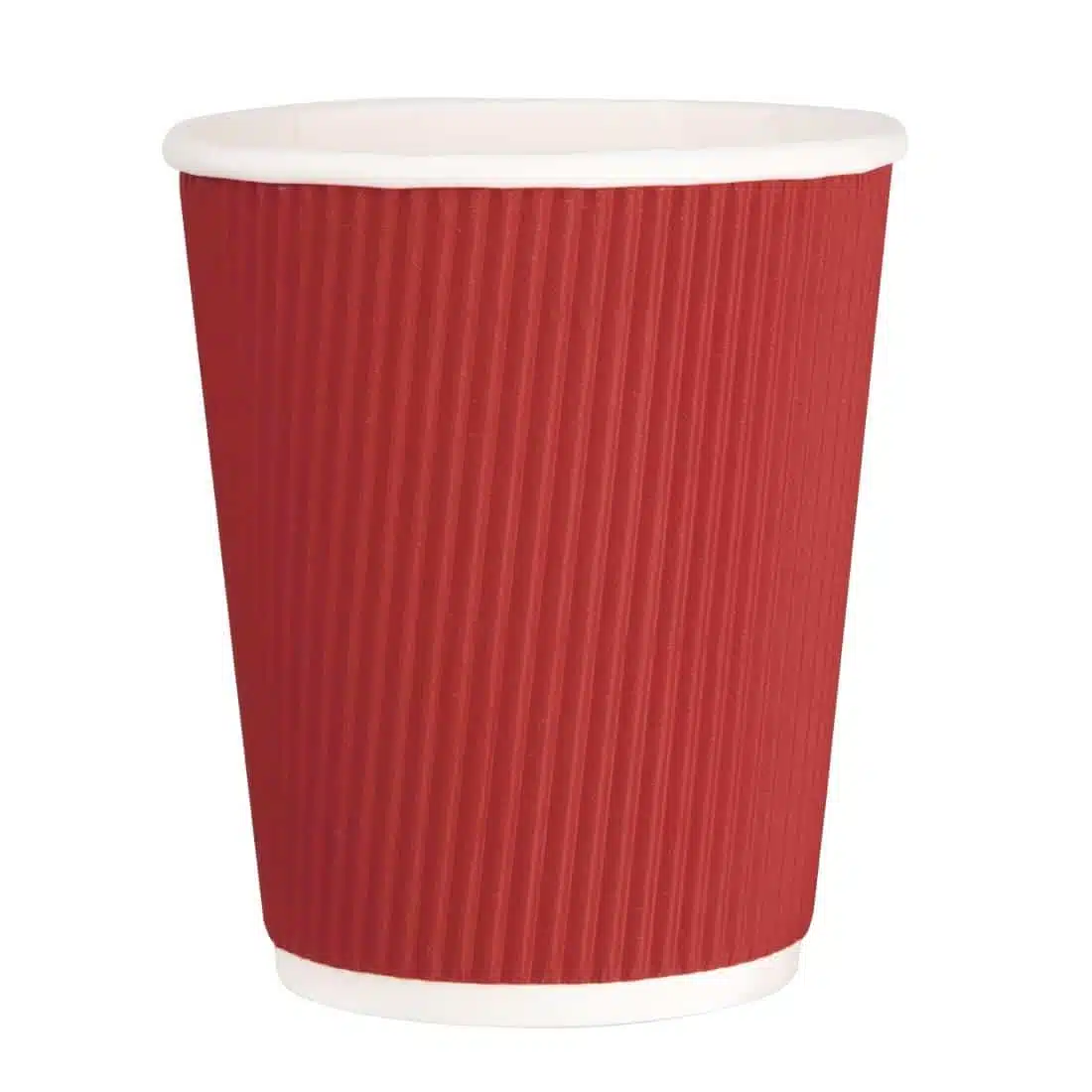 Fiesta Recyclable Coffee Cups Ripple Wall Red 225ml / 8oz (Pack of 500) - Image 1