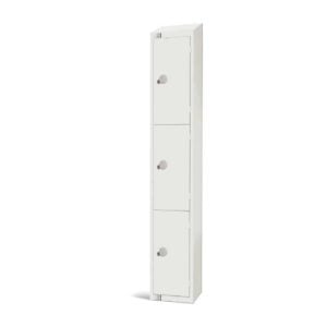 Elite Three Door Camlock Locker with Sloping Top White