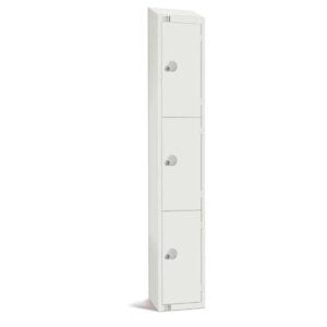 Elite Three Door Padlock Locker with Sloping Top White