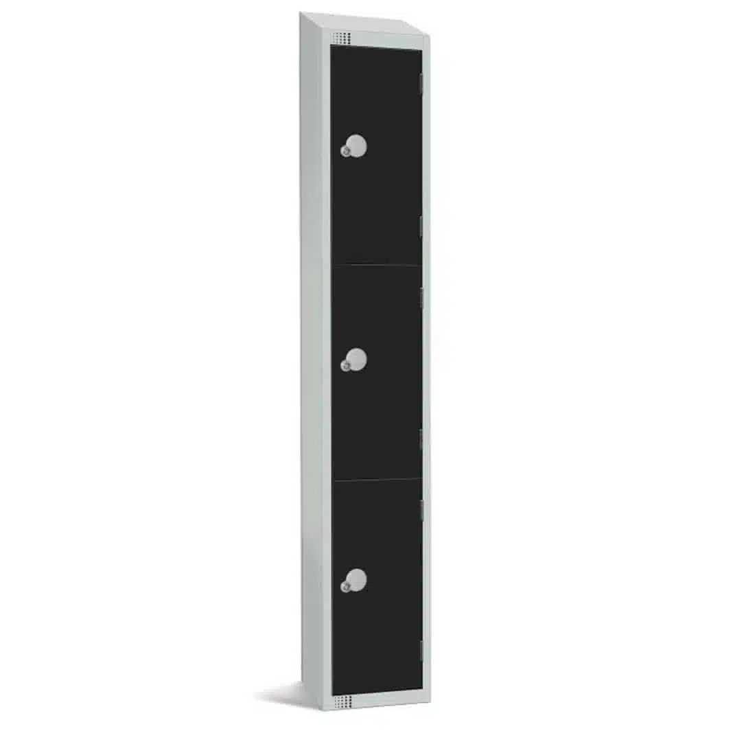 Elite Three Door Camlock Locker with Sloping Top Black