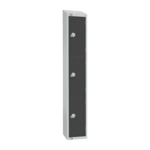 Elite Three Door Coin Return Locker with Sloping Top Graphite Grey