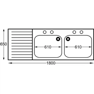 Franke Sissons Stainless Steel Double Bowl Left Hand Drainer 1800x650mm