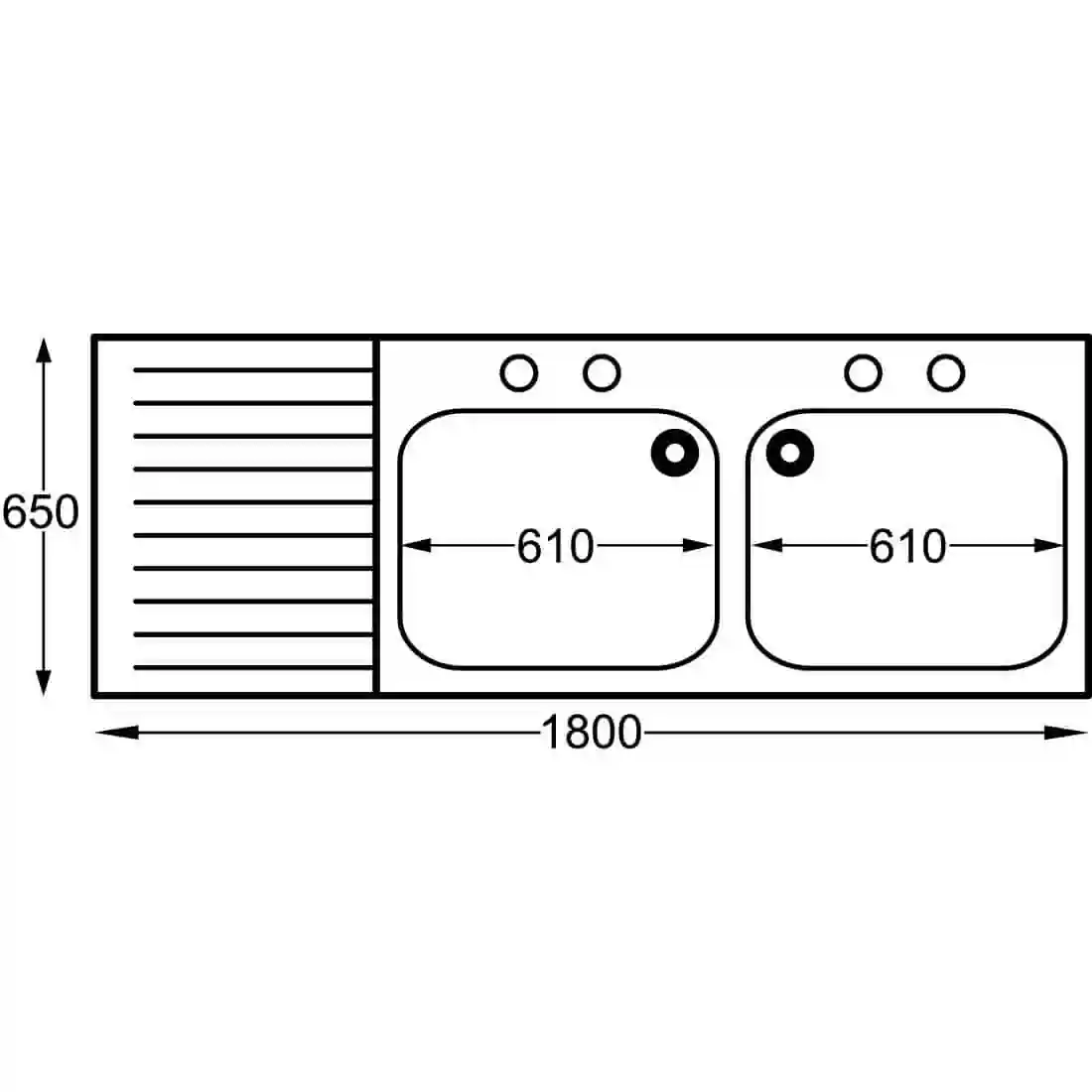 Franke Sissons Stainless Steel Double Bowl Left Hand Drainer 1800x650mm