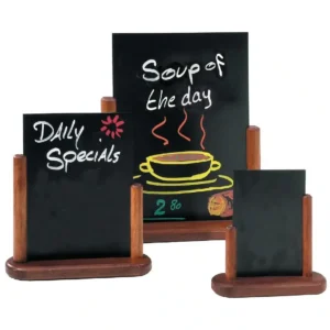 Securit Half Frame Table Top Blackboard 280mm x 200mm Mahogany