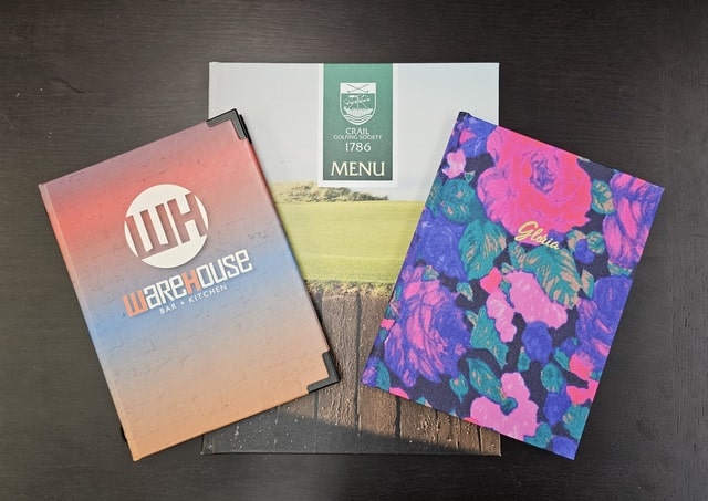 Printed menu covers