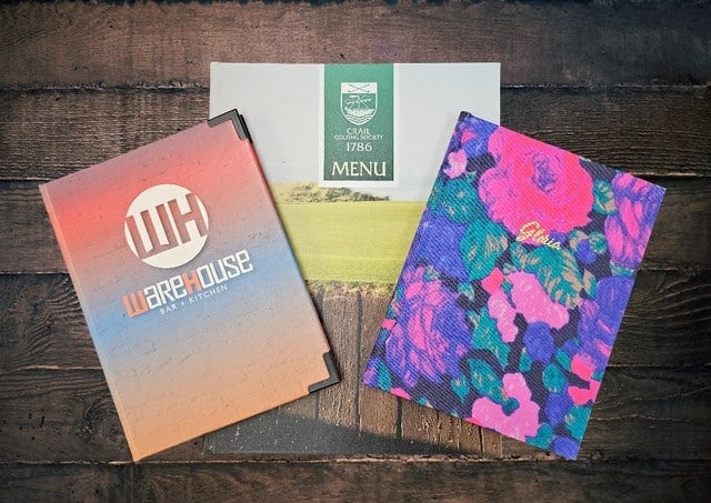 Printed menu covers