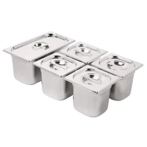 Vogue Stainless Steel Gastronorm  Set  1/3 and 4 x 1/6 with Lids