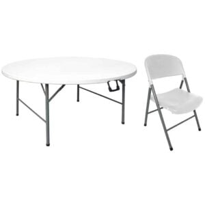 Special Offer Bolero 5ft Round Folding Table with Six Folding Chairs