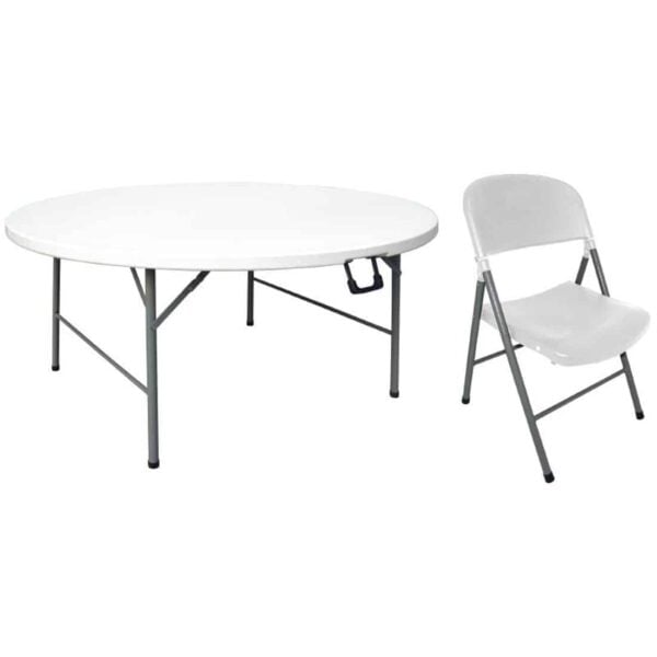 Special Offer Bolero 5ft Round Folding Table with Six Folding Chairs