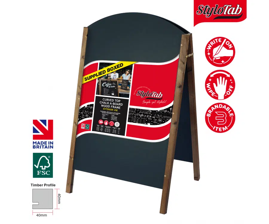 Curved Top Wood Frame Blackboard A Board