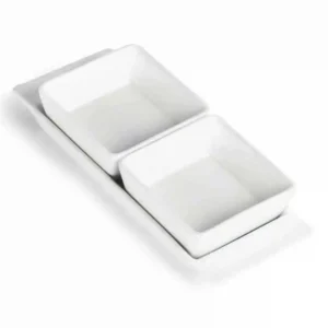 Olympia Whiteware Snack Dishes with Plates 2 Section