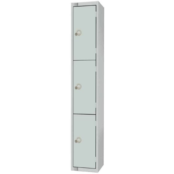 Elite Three Door Coin Return Locker with Sloping Top Grey