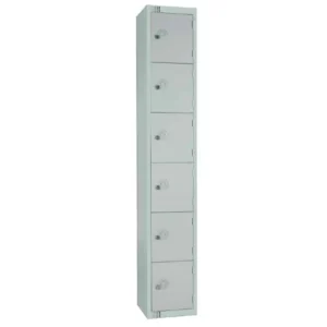 Elite Six Door Coin Return Locker with Sloping Top Grey