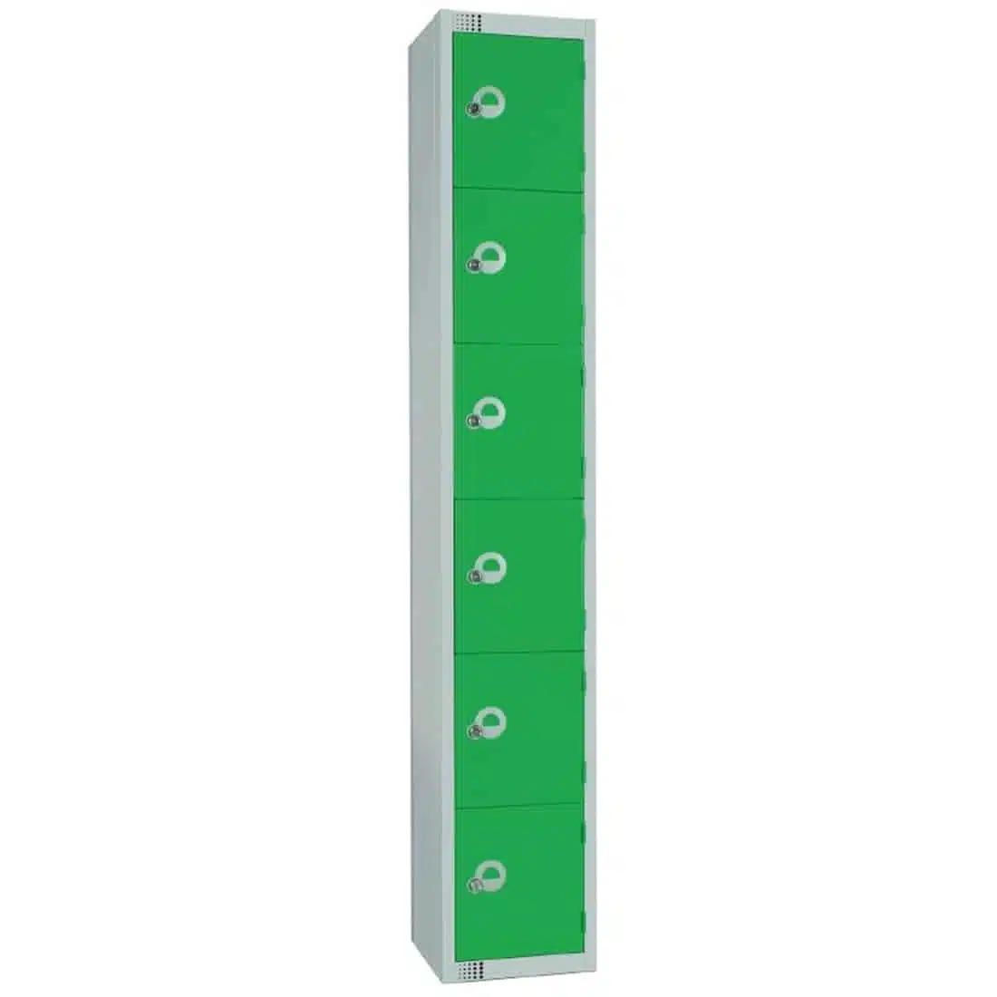 Elite Six Door Coin Return Locker with Sloping Top Green