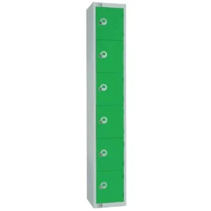 Elite Six Door Camlock Locker with Sloping Top Green