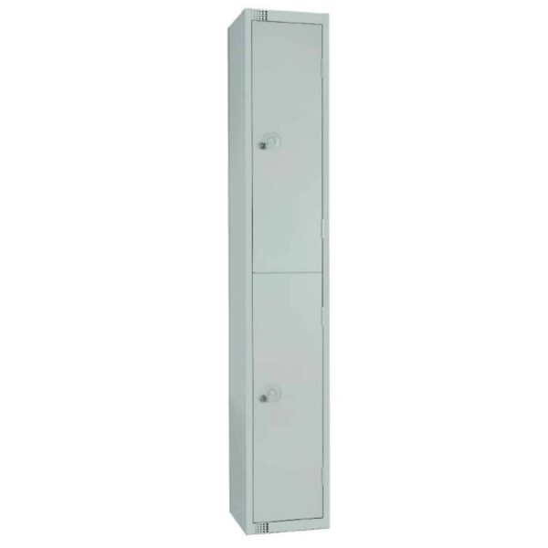 Elite Double Door Camlock Locker with Sloping Top Grey