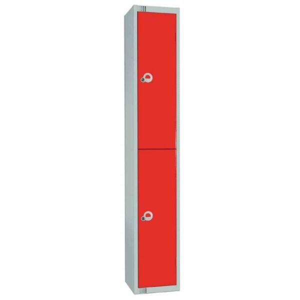 Elite Double Door Camlock Locker with Sloping Top Red