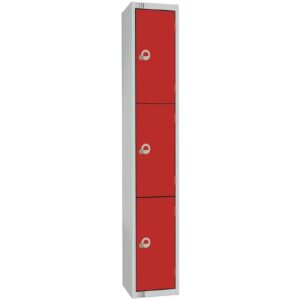Elite Four Door Electronic Combination Locker with Sloping Top Red