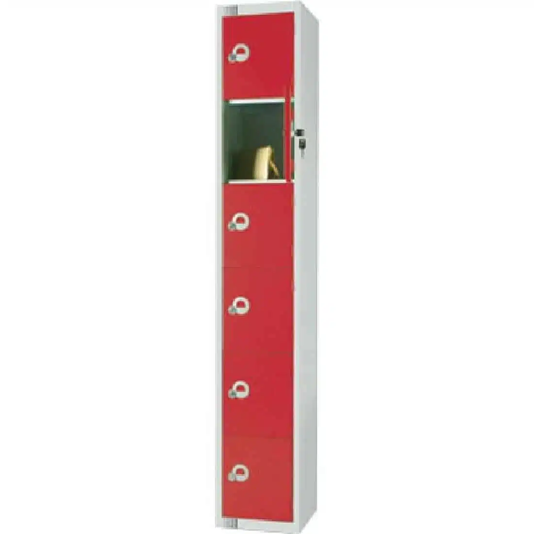 Elite Six Door Padlock Locker with Sloping Top Red