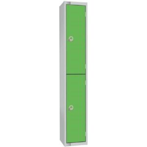 Elite Double Door Camlock Locker with Sloping Top Green