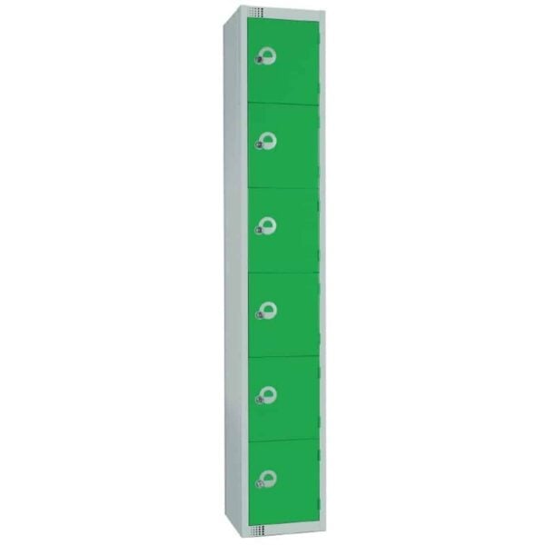 Elite Six Door Padlock Locker Green