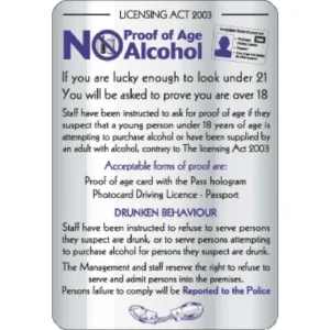 Under Age Drinking Sign