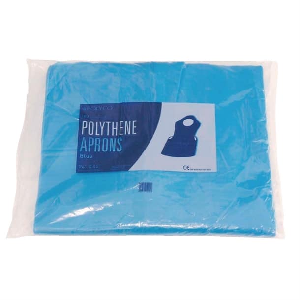 Disposable Polythene Bib Aprons Blue - Image 3