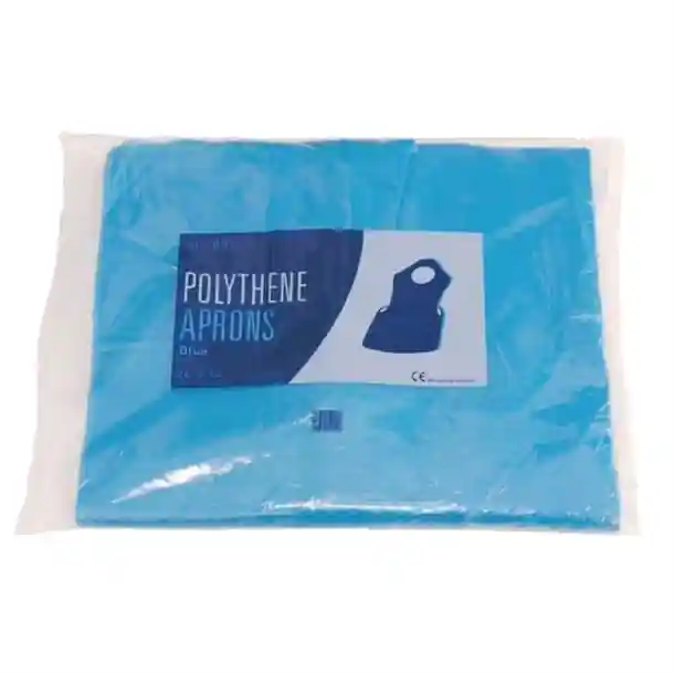Disposable Polythene Bib Aprons Blue - Image 2