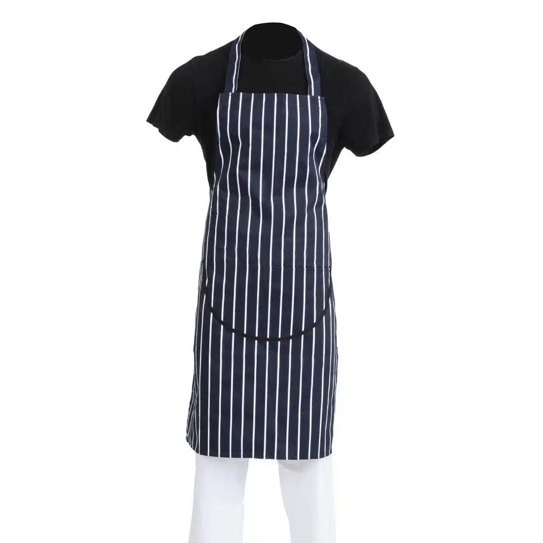 Whites Butchers Apron Navy Stripe with Pocket - Image 7