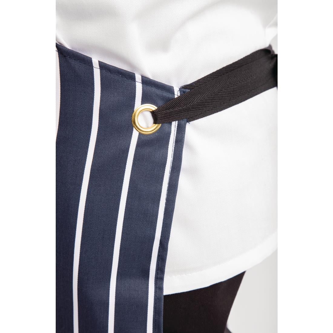 Whites Butchers Apron Navy Stripe with Pocket - Image 9