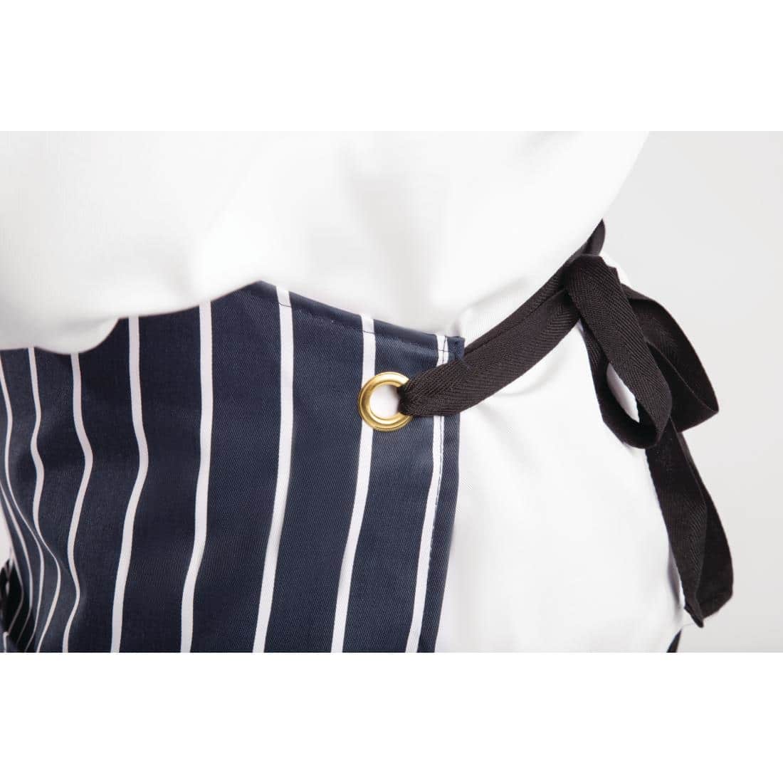 Whites Butchers Apron Navy Stripe with Pocket - Image 10