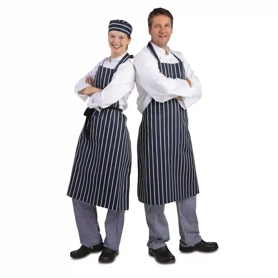 Whites Butchers Apron Navy Stripe Extra Large - Image 7