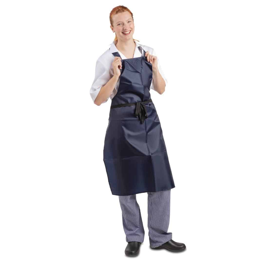 Whites Light Duty Waterproof Bib Apron Blue - Image 6