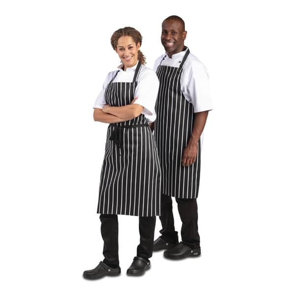 Whites Bib Apron Butchers Stripe Black - Image 6