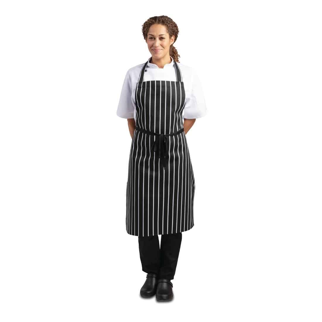 Whites Bib Apron Butchers Stripe Black - Image 3